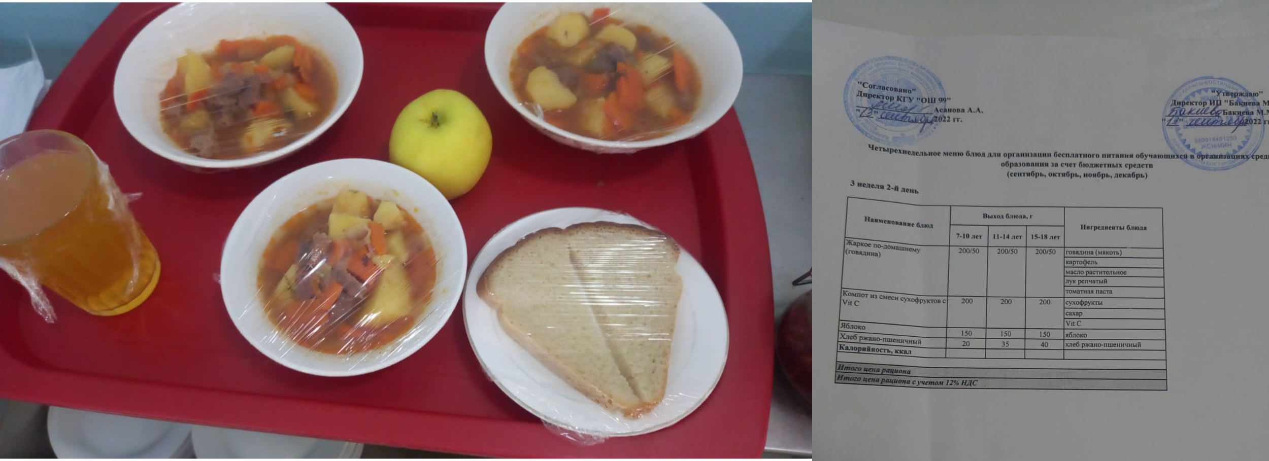 Перспективное меню на 3 неделю 2 день 2022. Перспективалы мәзір 2