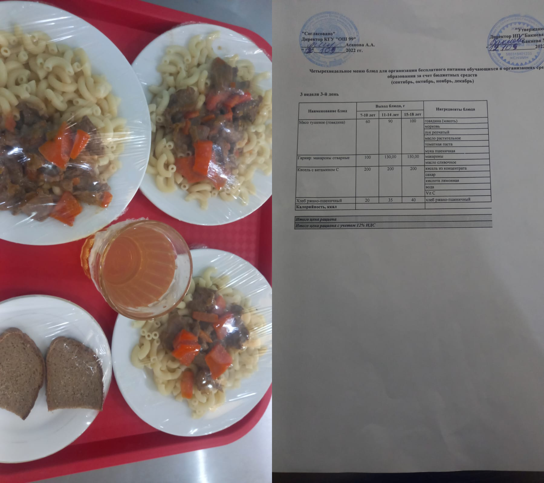 Перспективное меню на 2 неделю 3 день 2022. Перспективалы мәзір 3