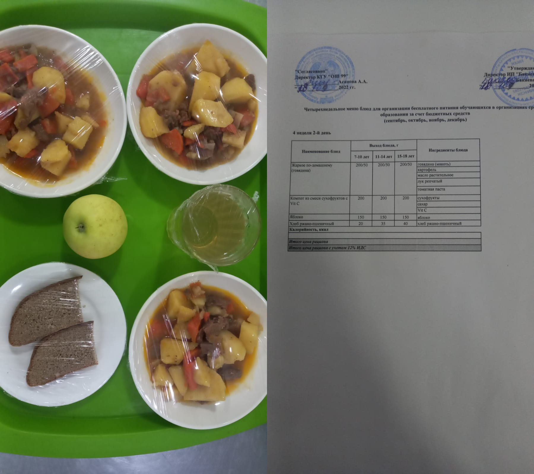 Перспективное меню на 3 неделю 2 день 2022. Перспективалы мәзір 2