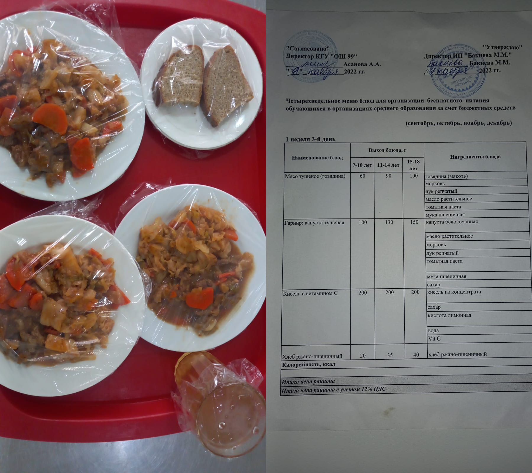 Перспективное меню на 2 неделю 3 день 2022. Перспективалы мәзір 3