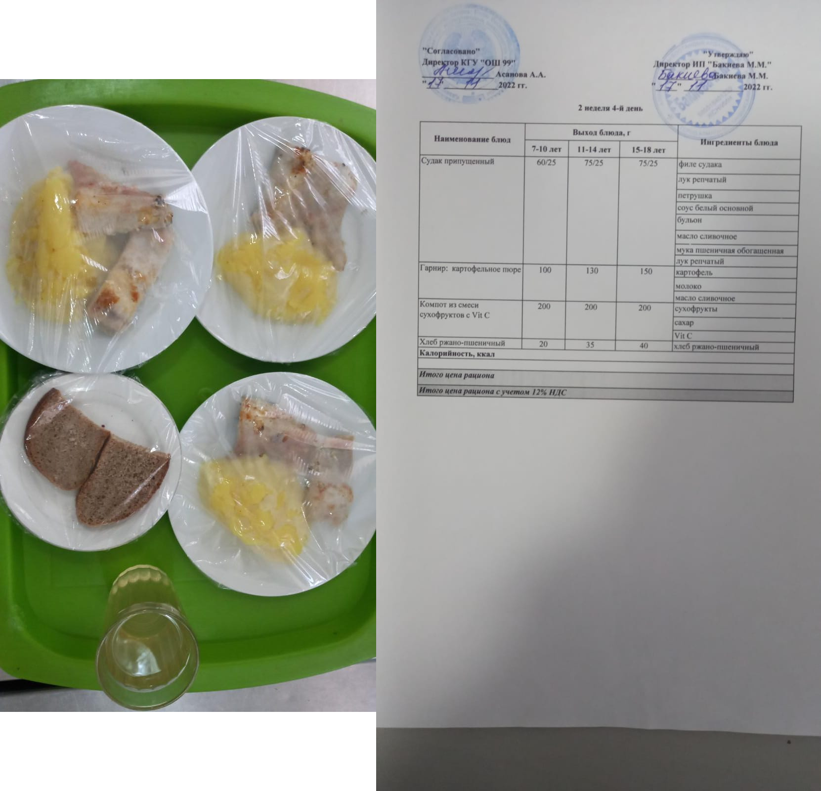 Перспективное меню на 3 неделю 4 день 2022. Перспективалы мәзір 4