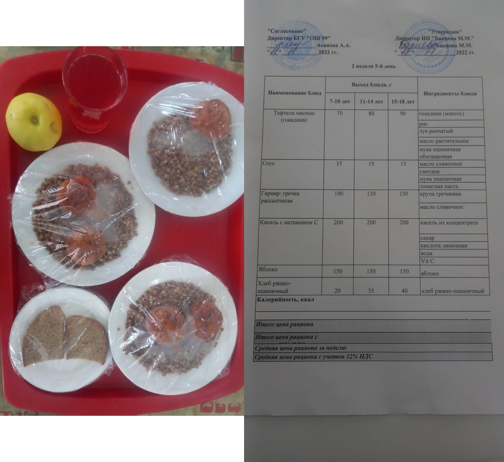 Перспективное меню на 3 неделю 5 день 2022. Перспективалы мәзір 5
